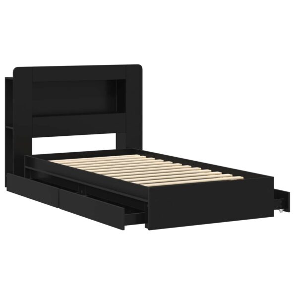 vidaXL Rám postele so skladom Čierna 75 x 190 cm Kompozitné drevo – Obrázok 4