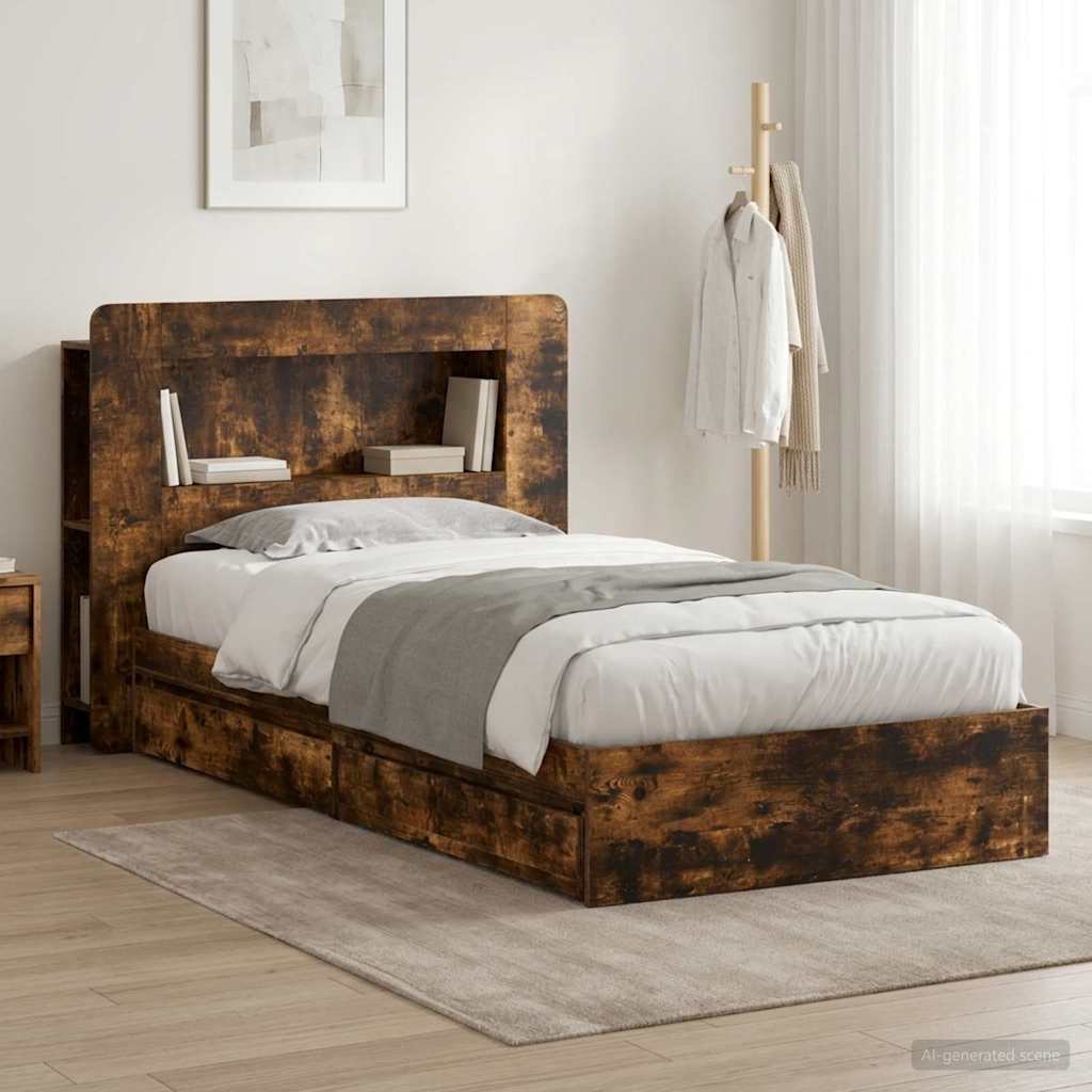 3433614_1.jpg vidaXL Rám postele so skladom Dymový dub 75 x 190 cm Kompozitné drevo – Obrázok 1