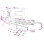 vidaXL Rám postele so skladom Dymový dub 75 x 190 cm Kompozitné drevo – Obrázok 10