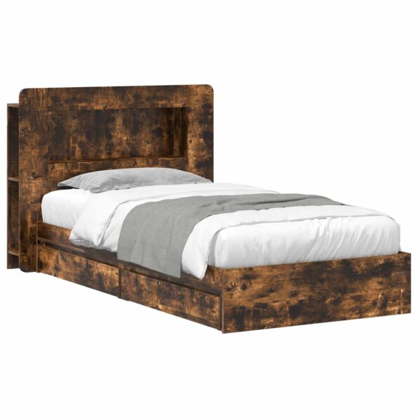vidaXL Rám postele so skladom Dymový dub 75 x 190 cm Kompozitné drevo – Obrázok 2