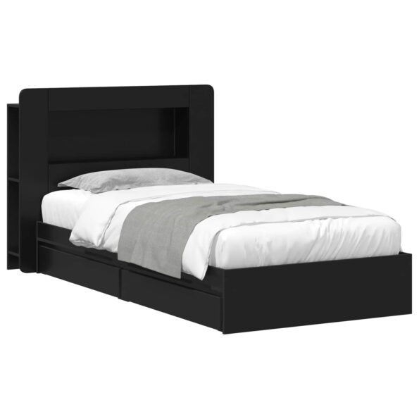 vidaXL Rám postele so skladom Čierna 100 x 200 cm Kompozitné drevo – Obrázok 2