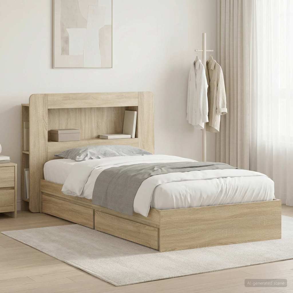 3433640_1.jpg vidaXL Rám postele so skladom Dub sonoma 90 x 200 cm Kompozitné drevo – Obrázok 1