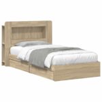 vidaXL Rám postele so skladom Dub sonoma 90 x 200 cm Kompozitné drevo – Obrázok 2