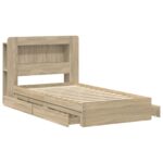 vidaXL Rám postele so skladom Dub sonoma 90 x 200 cm Kompozitné drevo – Obrázok 4