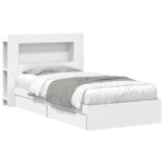 vidaXL Rám postele so skladom Biela 90 x 200 cm Kompozitné drevo – Obrázok 2
