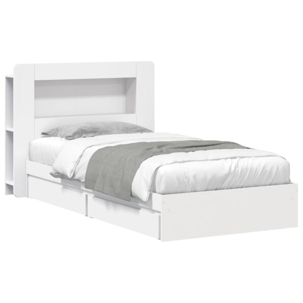 vidaXL Rám postele so skladom Biela 90 x 200 cm Kompozitné drevo – Obrázok 2