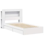 vidaXL Rám postele so skladom Biela 90 x 200 cm Kompozitné drevo – Obrázok 3