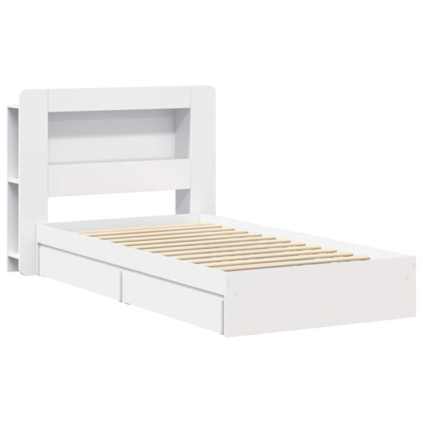 vidaXL Rám postele so skladom Biela 90 x 200 cm Kompozitné drevo – Obrázok 3