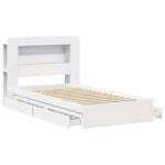 vidaXL Rám postele so skladom Biela 90 x 200 cm Kompozitné drevo – Obrázok 4