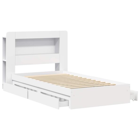 vidaXL Rám postele so skladom Biela 90 x 200 cm Kompozitné drevo – Obrázok 4