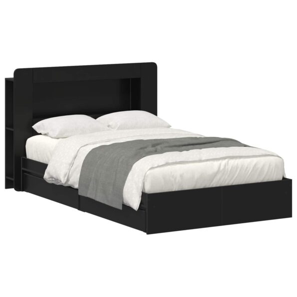 vidaXL Rám postele so skladom Čierna 120 x 190 cm Kompozitné drevo – Obrázok 2