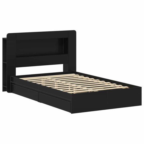 vidaXL Rám postele so skladom Čierna 120 x 190 cm Kompozitné drevo – Obrázok 3