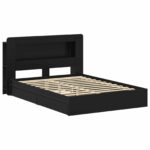 vidaXL Rám postele so skladom Čierna 135 x 190 cm Kompozitné drevo – Obrázok 3