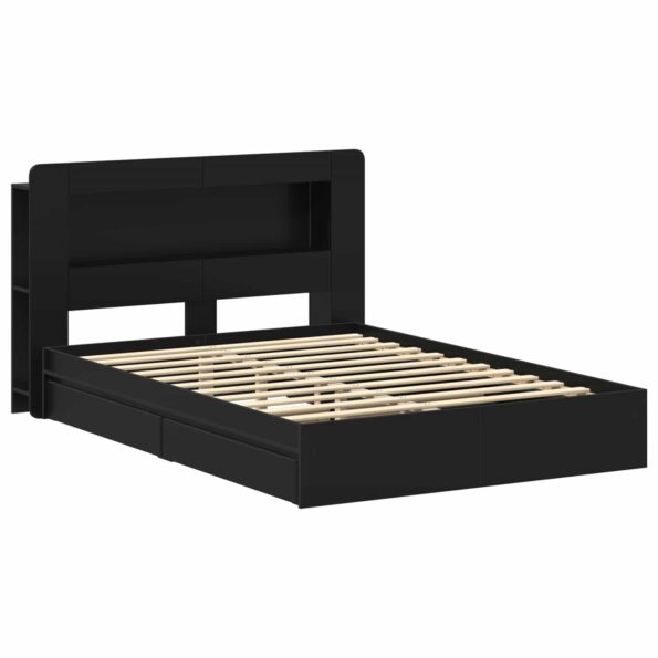 vidaXL Rám postele so skladom Čierna 135 x 190 cm Kompozitné drevo – Obrázok 3