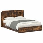 vidaXL Rám postele so skladom Dymový dub 135 x 190 cm Kompozitné drevo – Obrázok 2