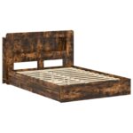 vidaXL Rám postele so skladom Dymový dub 135 x 190 cm Kompozitné drevo – Obrázok 3
