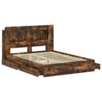 vidaXL Rám postele so skladom Dymový dub 135 x 190 cm Kompozitné drevo – Obrázok 4