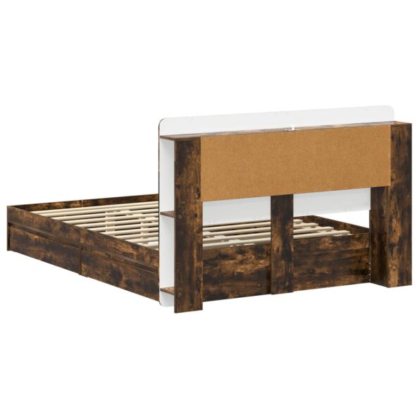 vidaXL Rám postele so skladom Dymový dub 135 x 190 cm Kompozitné drevo – Obrázok 6
