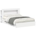 vidaXL Rám postele so skladom Biela 150 x 200 cm Kompozitné drevo – Obrázok 2