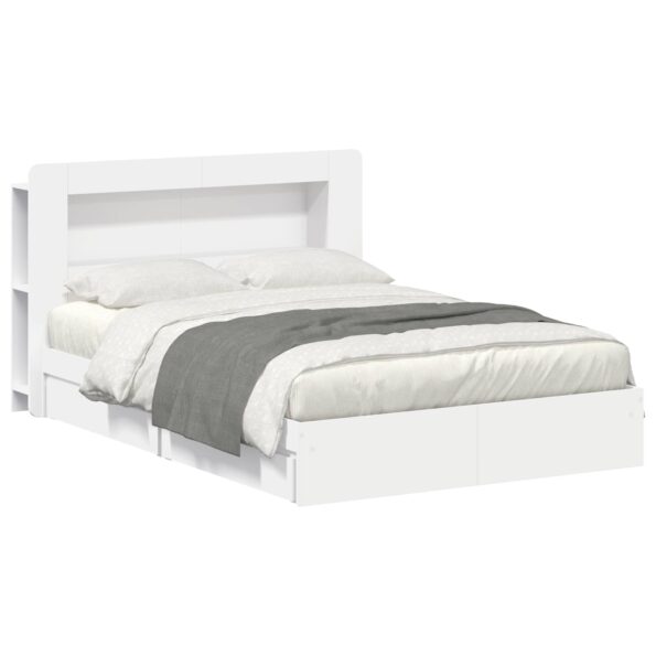 vidaXL Rám postele so skladom Biela 150 x 200 cm Kompozitné drevo – Obrázok 2