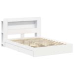 vidaXL Rám postele so skladom Biela 150 x 200 cm Kompozitné drevo – Obrázok 3