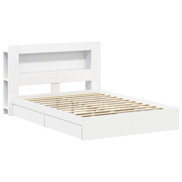 vidaXL Rám postele so skladom Biela 150 x 200 cm Kompozitné drevo – Obrázok 3