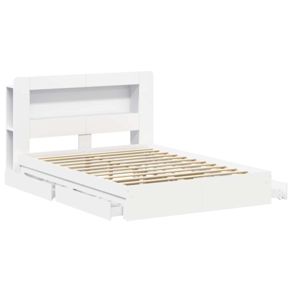 vidaXL Rám postele so skladom Biela 150 x 200 cm Kompozitné drevo – Obrázok 4