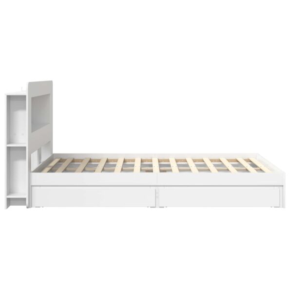 vidaXL Rám postele so skladom Biela 150 x 200 cm Kompozitné drevo – Obrázok 5