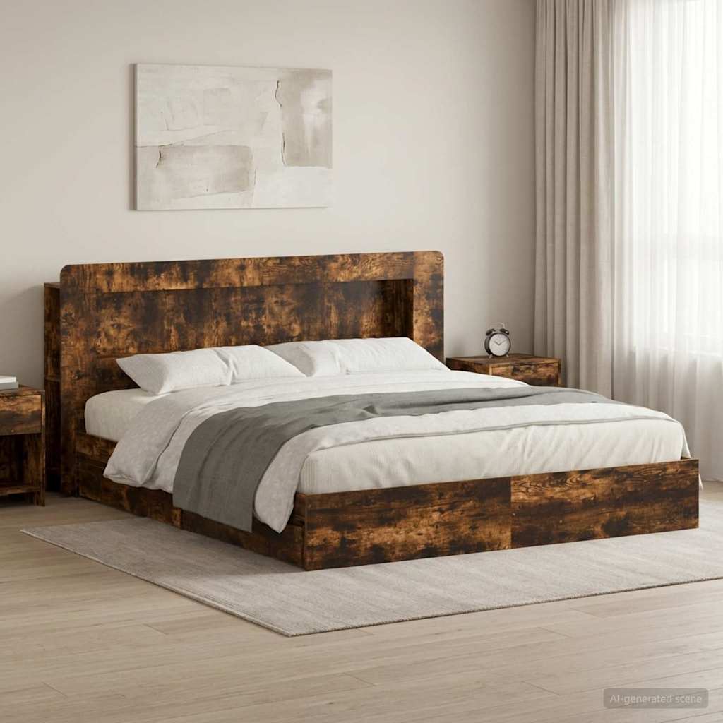 3433687_1.jpg vidaXL Rám postele so skladom Dymový dub 180 x 200 cm Kompozitné drevo – Obrázok 1
