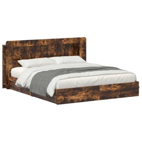 vidaXL Rám postele so skladom Dymový dub 180 x 200 cm Kompozitné drevo – Obrázok 2