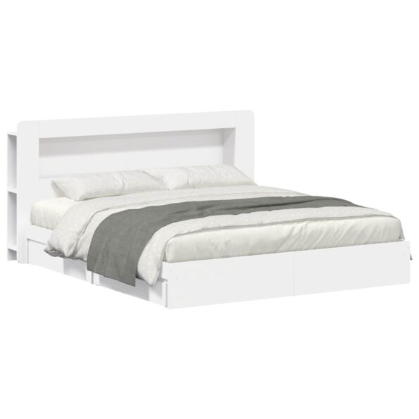 vidaXL Rám postele so skladom Biela 180 x 200 cm Kompozitné drevo – Obrázok 2