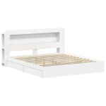 vidaXL Rám postele so skladom Biela 180 x 200 cm Kompozitné drevo – Obrázok 3