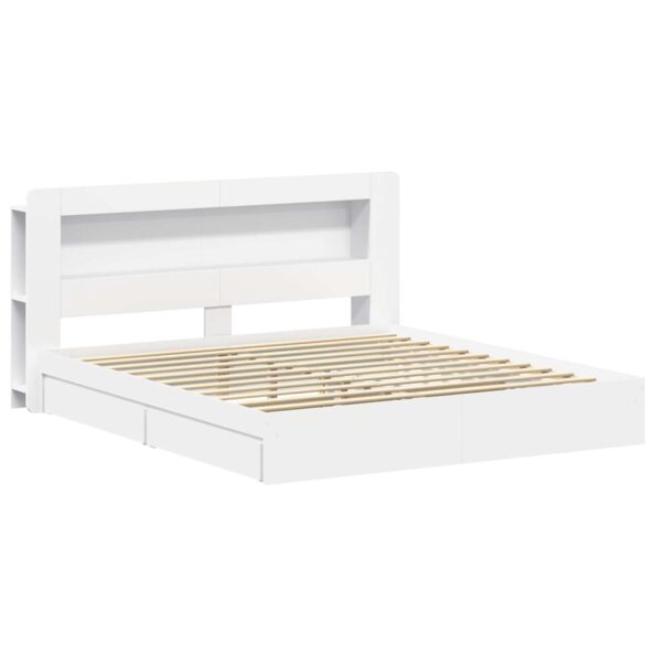 vidaXL Rám postele so skladom Biela 180 x 200 cm Kompozitné drevo – Obrázok 3
