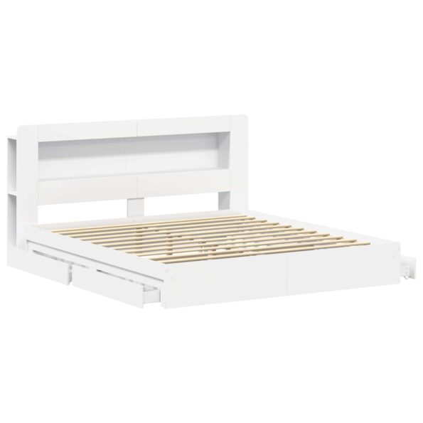 vidaXL Rám postele so skladom Biela 180 x 200 cm Kompozitné drevo – Obrázok 4