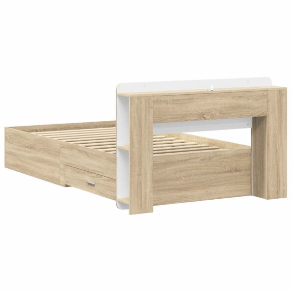 vidaXL Rám postele so skladom Dub sonoma 75 x 190 cm Kompozitné drevo – Obrázok 5