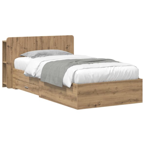 vidaXL Rám postele so skladom Dub artisan 90 x 190 cm Kompozitné drevo – Obrázok 2