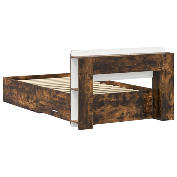 vidaXL Rám postele so skladom Dymový dub 100 x 200 cm Kompozitné drevo – Obrázok 5