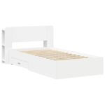 vidaXL Rám postele so skladom Biela 98.5 x 200 cm Kompozitné drevo – Obrázok 2