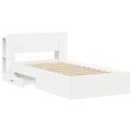 vidaXL Rám postele so skladom Biela 98.5 x 200 cm Kompozitné drevo – Obrázok 3