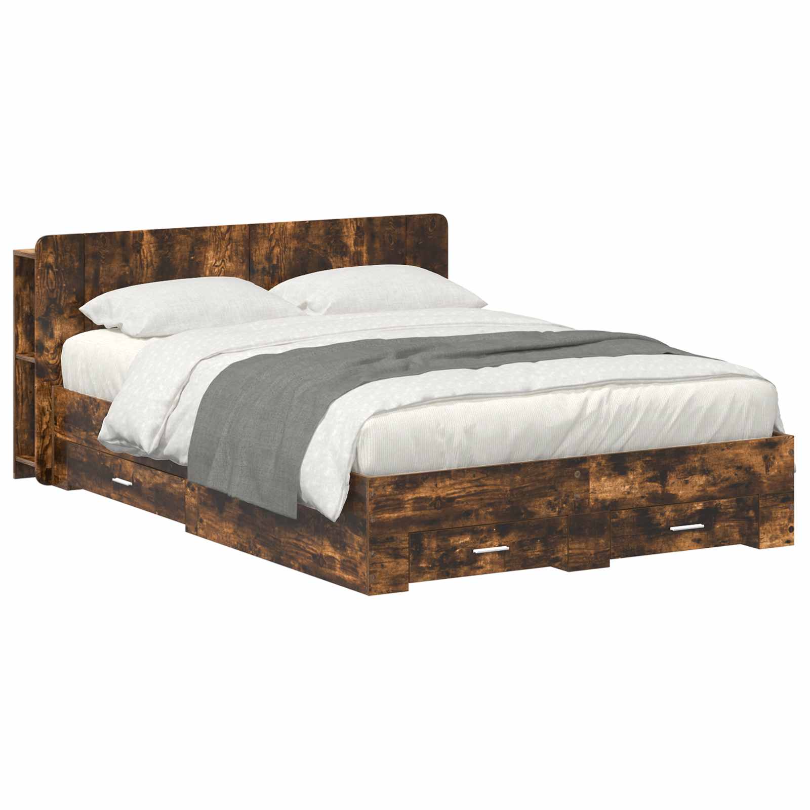3433776_1.jpg vidaXL Rám postele so skladom Dymový dub 150 x 200 cm Kompozitné drevo – Obrázok 1