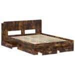 vidaXL Rám postele so skladom Dymový dub 150 x 200 cm Kompozitné drevo – Obrázok 3