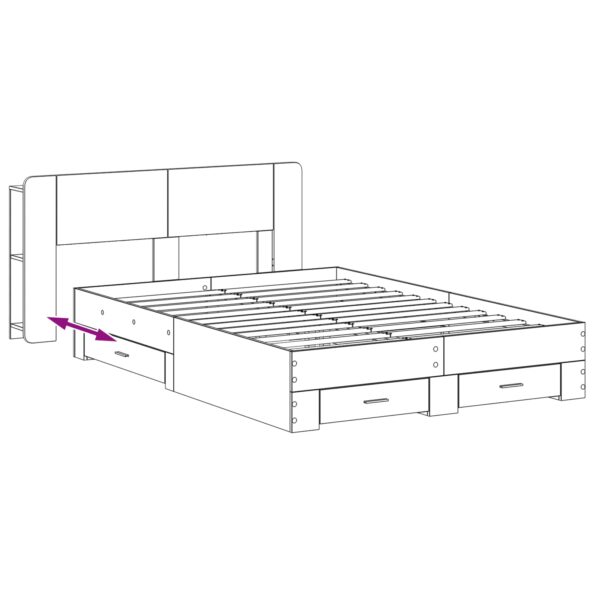 vidaXL Rám postele so skladom Dymový dub 150 x 200 cm Kompozitné drevo – Obrázok 8