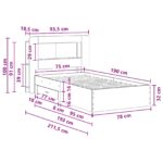 vidaXL Rám postele so skladom Dymový dub 75 x 190 cm Kompozitné drevo – Obrázok 9