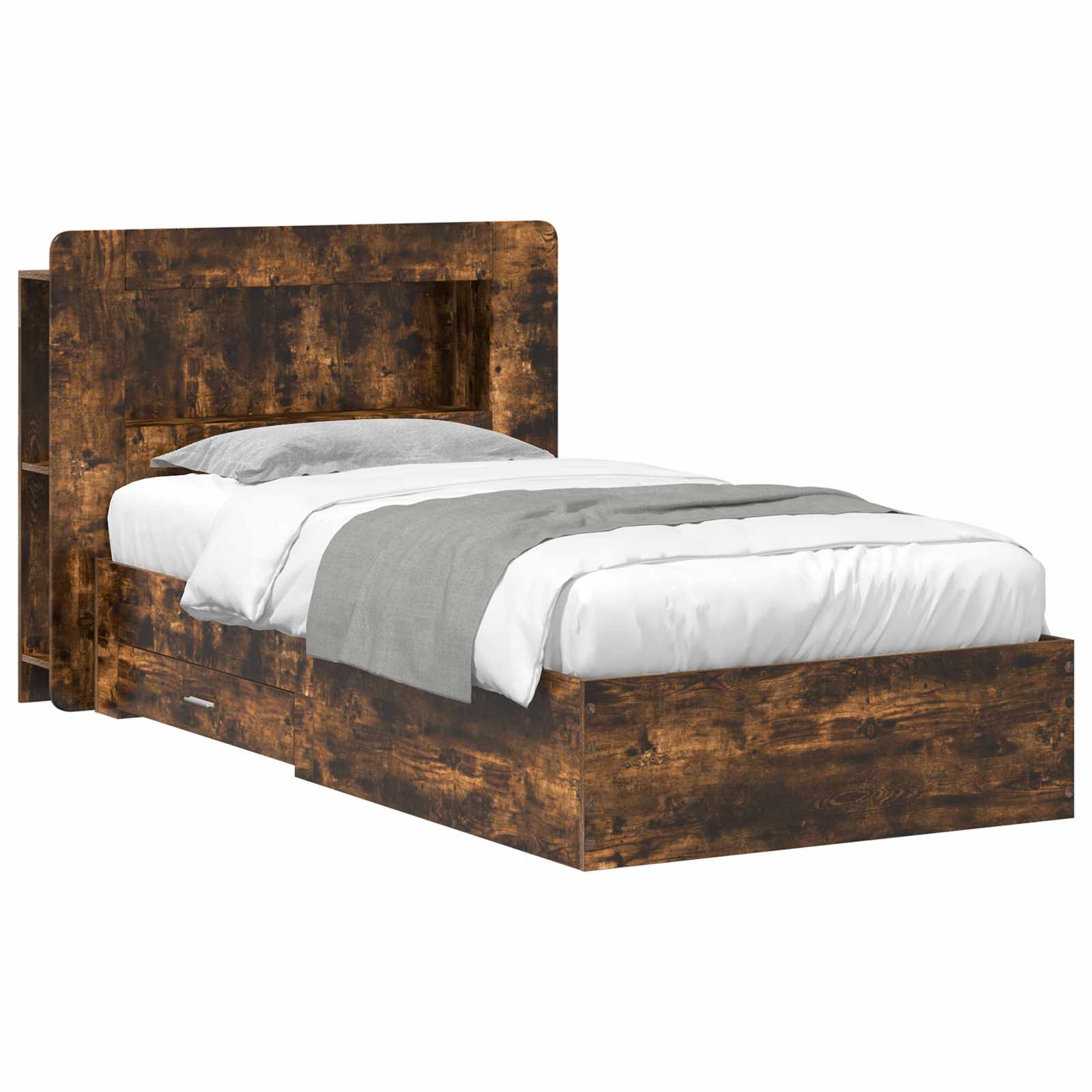 3433827_1.jpg vidaXL Rám postele so skladom Dymový dub 100 x 200 cm Kompozitné drevo – Obrázok 1