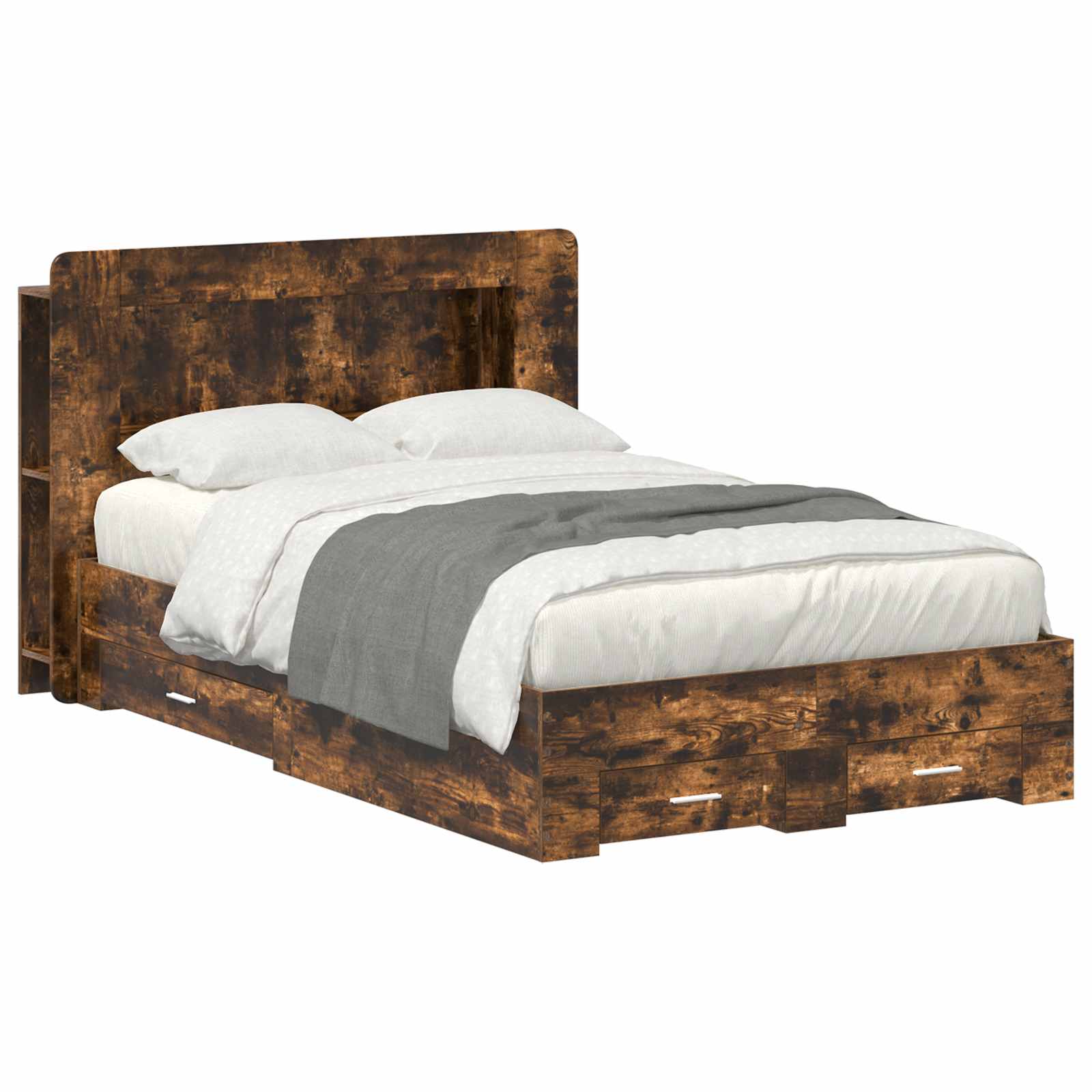 3433843_1.jpg vidaXL Rám postele so skladom Dymový dub 120 x 190 cm Kompozitné drevo – Obrázok 1