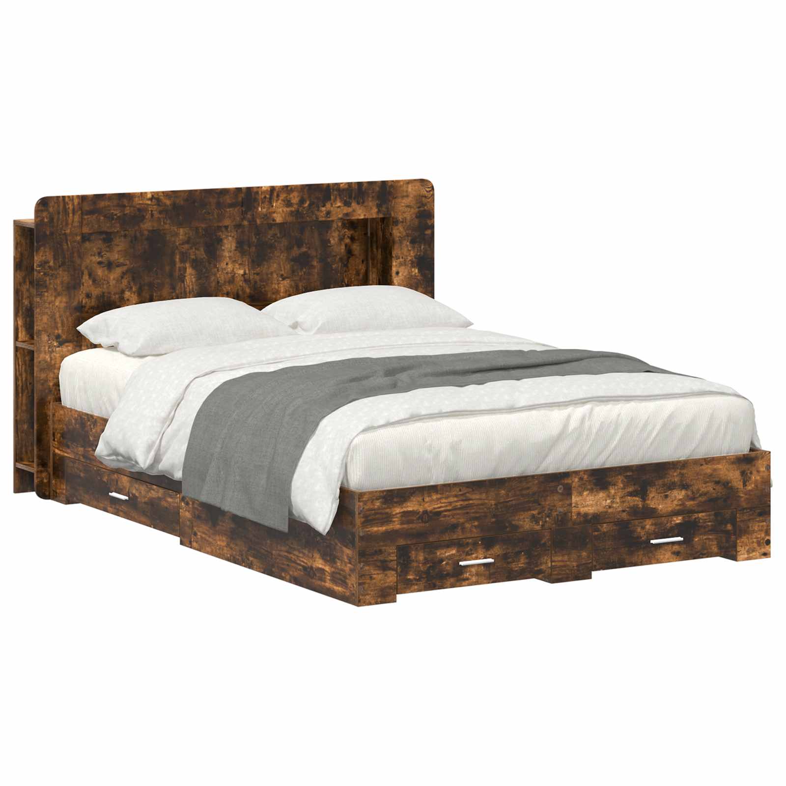 3433881_1.jpg vidaXL Rám postele so skladom Dymový dub 150 x 200 cm Kompozitné drevo – Obrázok 1