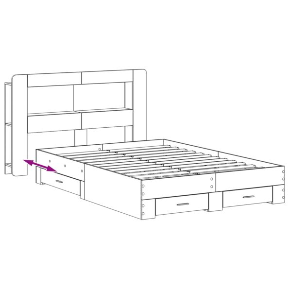 vidaXL Rám postele so skladom Dymový dub 150 x 200 cm Kompozitné drevo – Obrázok 8