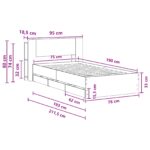 vidaXL Rám postele so skladom Čierna 75 x 190 cm Kompozitné drevo – Obrázok 10