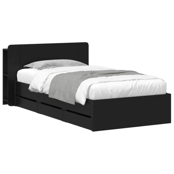 vidaXL Rám postele so skladom Čierna 75 x 190 cm Kompozitné drevo – Obrázok 2