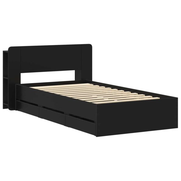 vidaXL Rám postele so skladom Čierna 75 x 190 cm Kompozitné drevo – Obrázok 3
